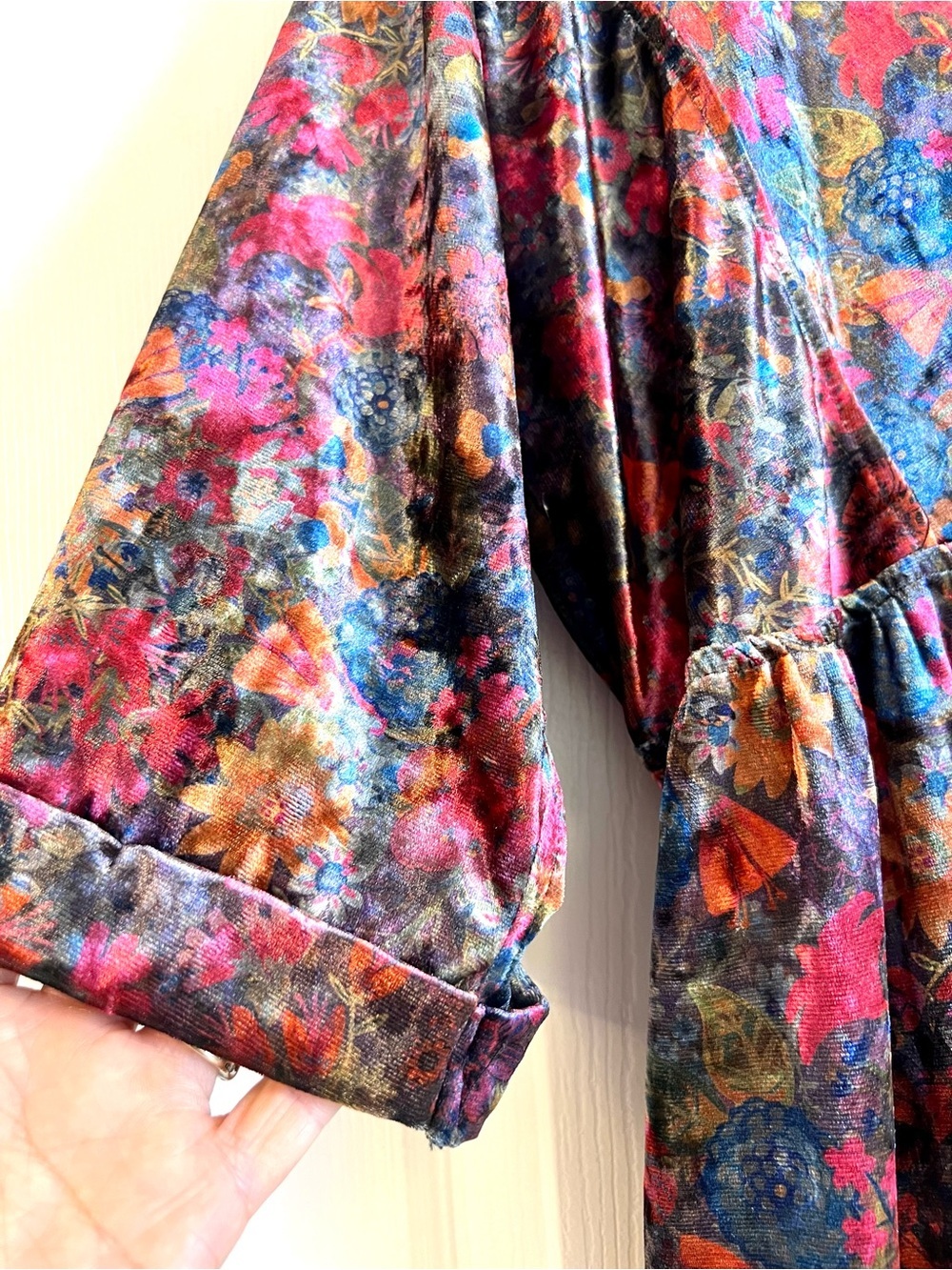 Natural Life Burn Velvet Carly Dress floral  relaxed babydoll empire boho size M - Picture 9 of 11